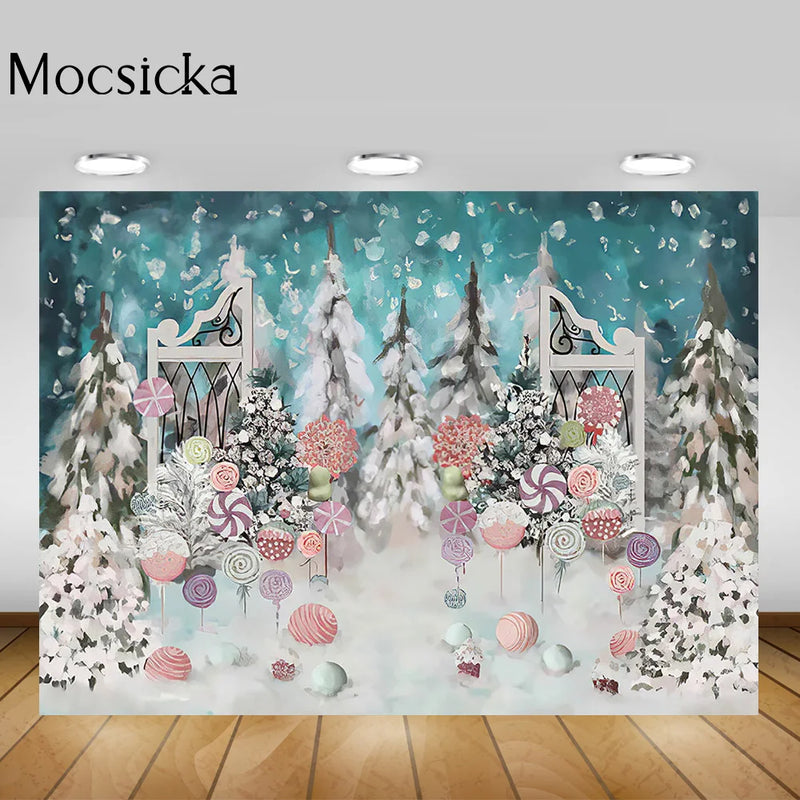 Lollipop Winter Wonderland Photography Backdrop