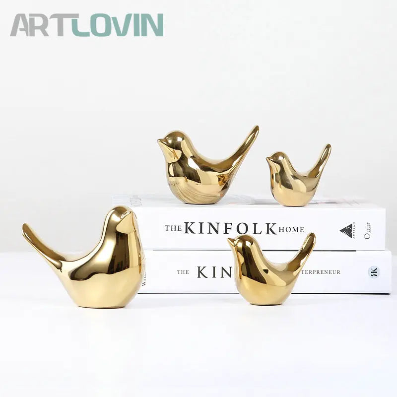 Modern Creative Gold Ceramic Bird