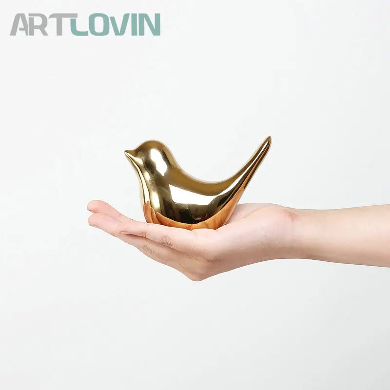 Modern Creative Gold Ceramic Bird