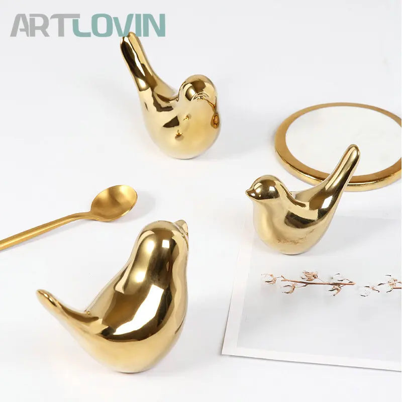 Modern Creative Gold Ceramic Bird