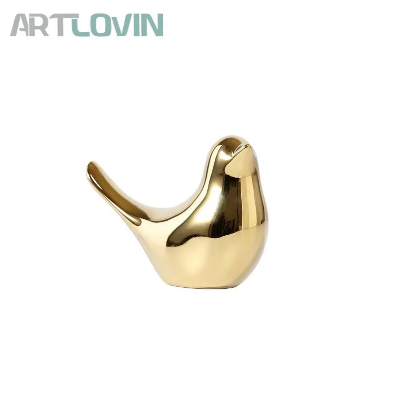 Modern Creative Gold Ceramic Bird