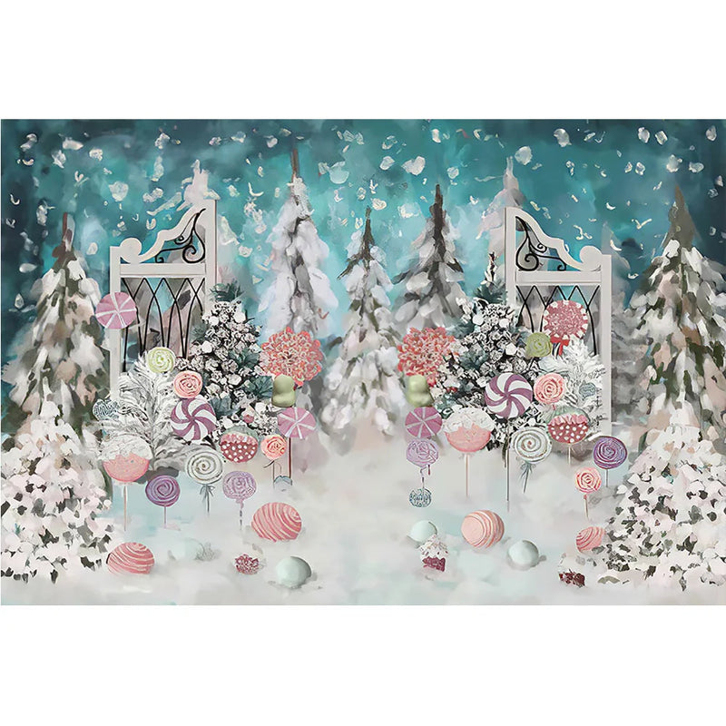 Lollipop Winter Wonderland Photography Backdrop