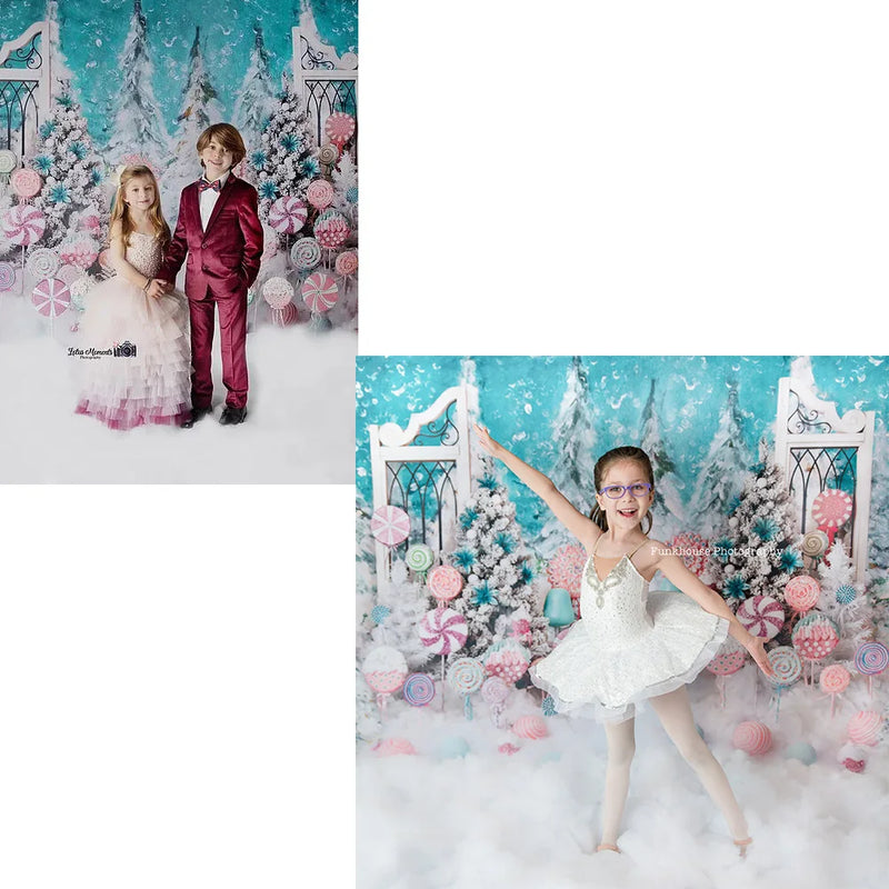 Lollipop Winter Wonderland Photography Backdrop