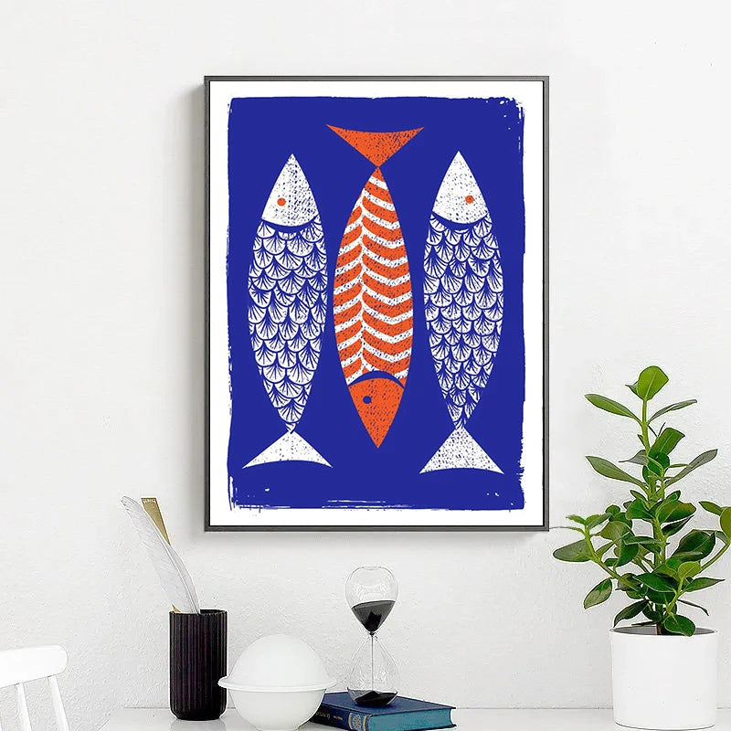 Style Three Fish Canvas Painting Poster