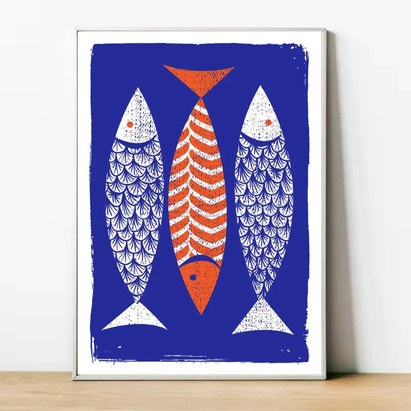 Style Three Fish Canvas Painting Poster