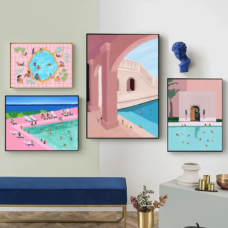 Scandinavian Pink Coastal Poster