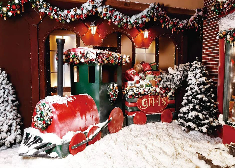 Christmas Backdrop Red Truck Winter