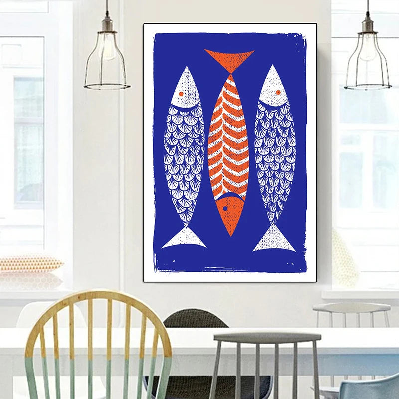 Style Three Fish Canvas Painting Poster